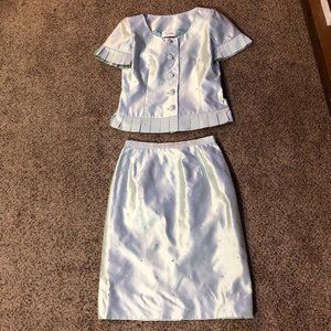 Vintage Travilla Skirt Suit Womens 10 Used Green Special Occasion
